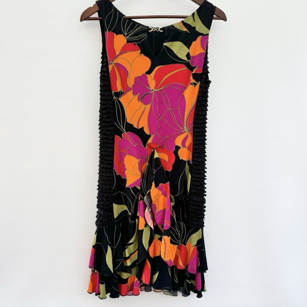 Joseph‎ Ribkoff Dress Colourful Floral Fully Lined Ruffled